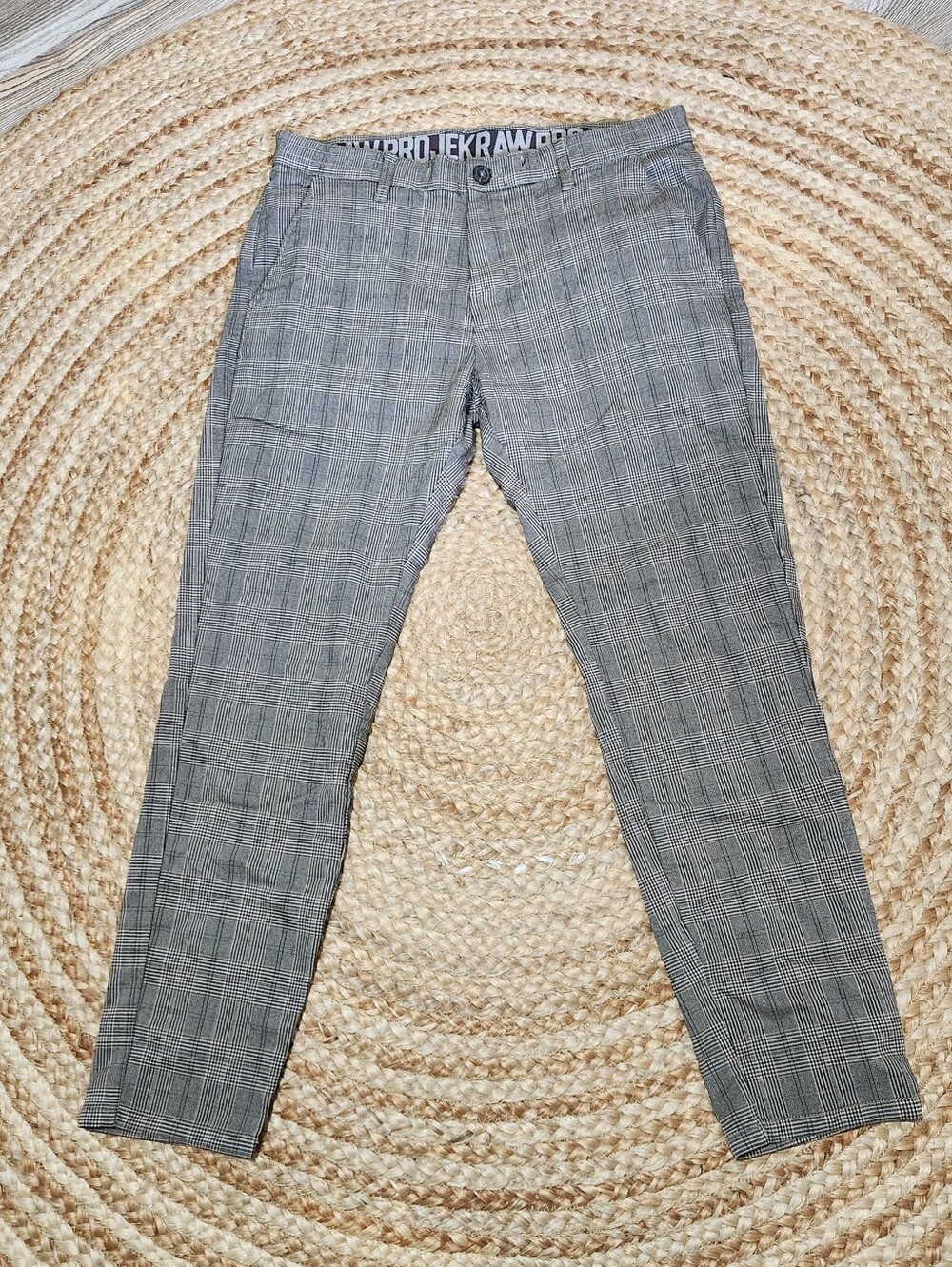 Projek Raw Bungee Plaid Ankle Pant Plaid Grey 34x29 Stretch Preppy Urban Twill